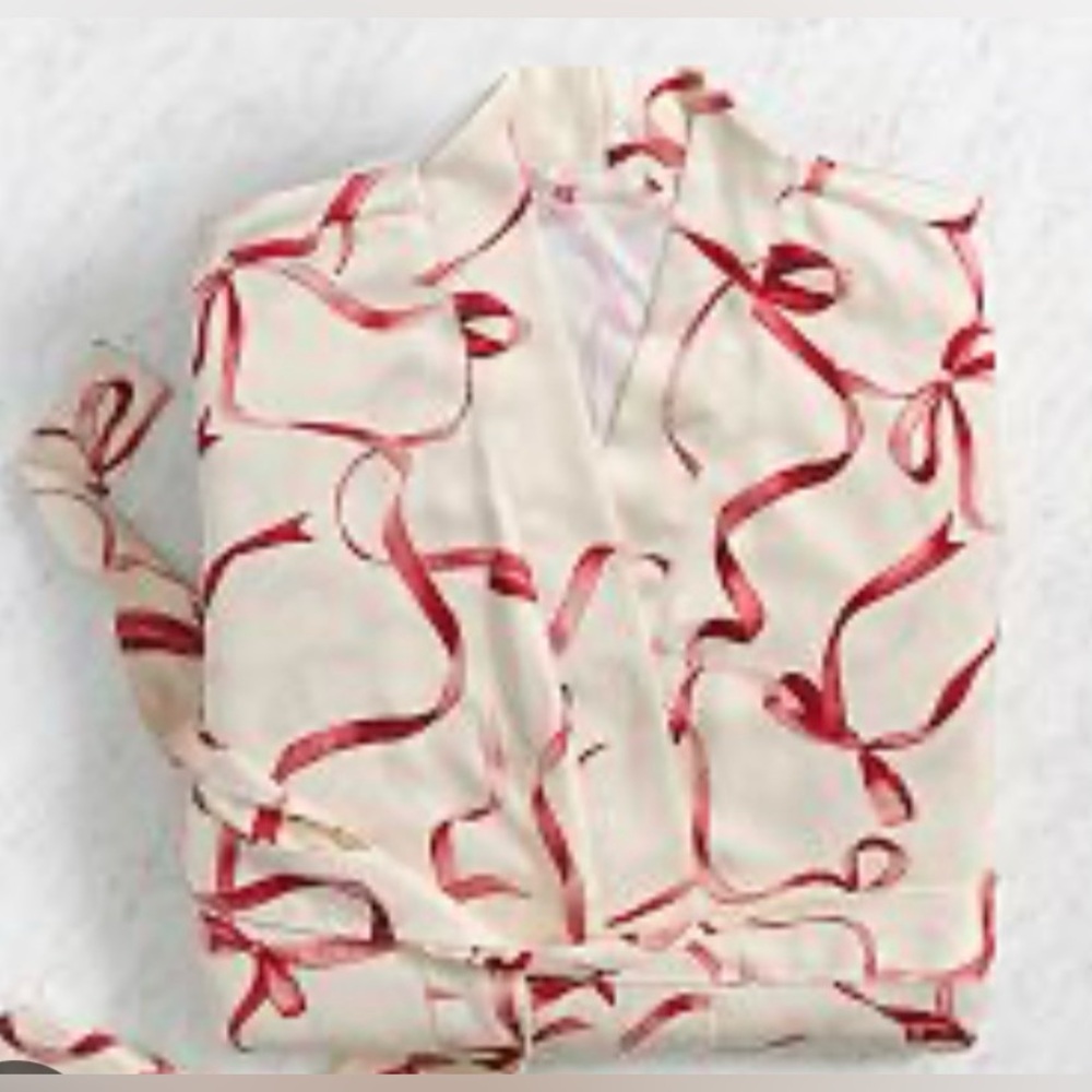 Monique Lhuillier Robe”Red Bows”Silky sz S